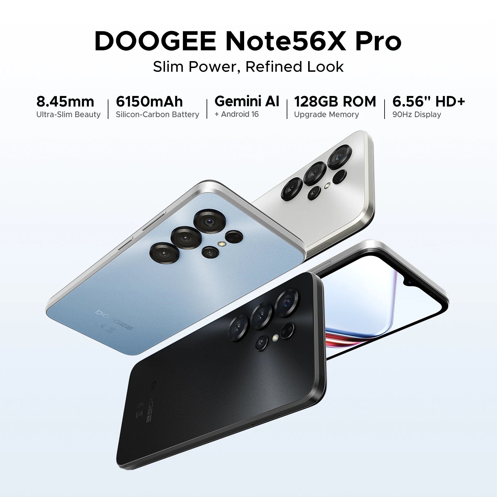 Global Version DOOGEE Note56X Pro Smartphone Android 16 Gemini AI  6150mAh Battery 6.56'' Display Widevine L1 Mobile Phone NFC