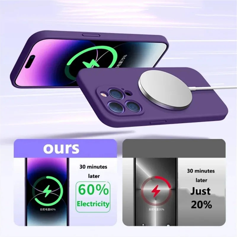 Magnetic Silicone iPhone Case - Shock-Absorbing MagSafe Cover for iPhone Tidesmit
