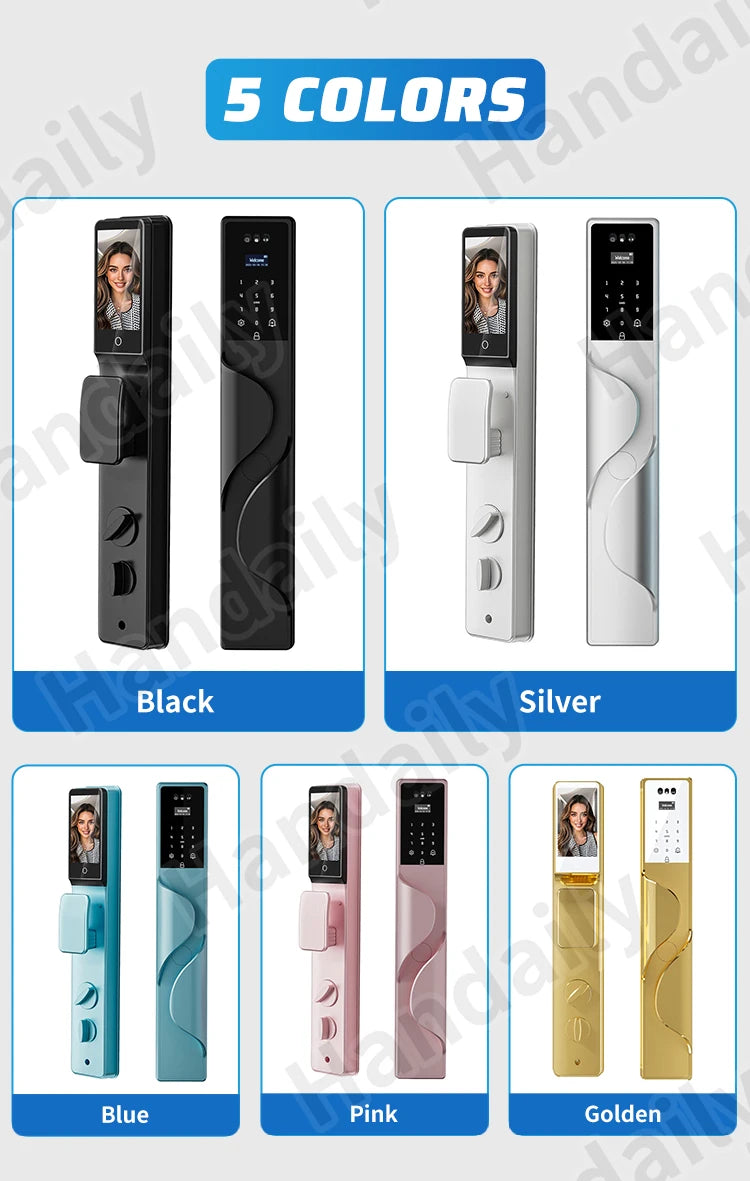 Waterproof Smart Door Lock with Camera Video Monitoring Intercom Palm Vein 3D Face Recognition Tuya Electric Door Lock