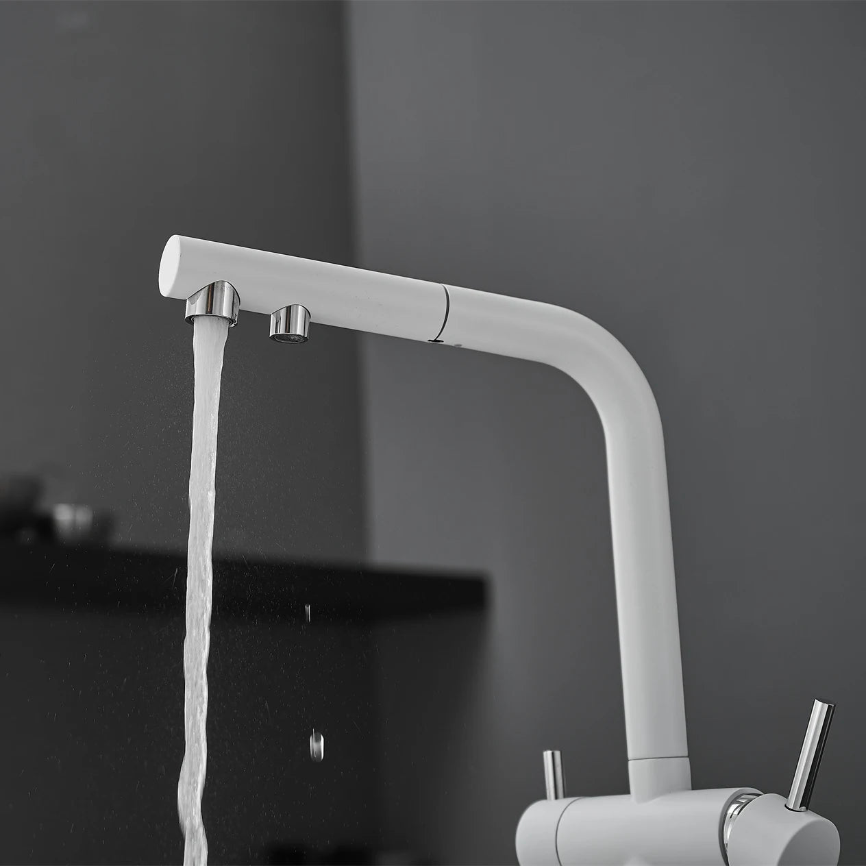 White Hot Cold Filter Kitchen Sink Faucets 3 Ways Pure Water Pull Out Kitchen Sink Mixer Tap Brass Filter Kitchen Sink Faucet