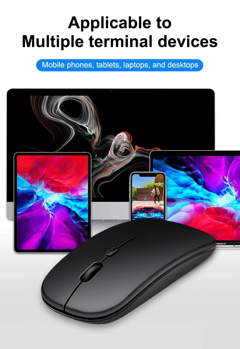 Wireless Mouse with 2.4G Bluetooth-compatible Dual Modes, 1600 DPI Adjustable, Silent Clicking, Portable Ergonomic Laptop Mouse