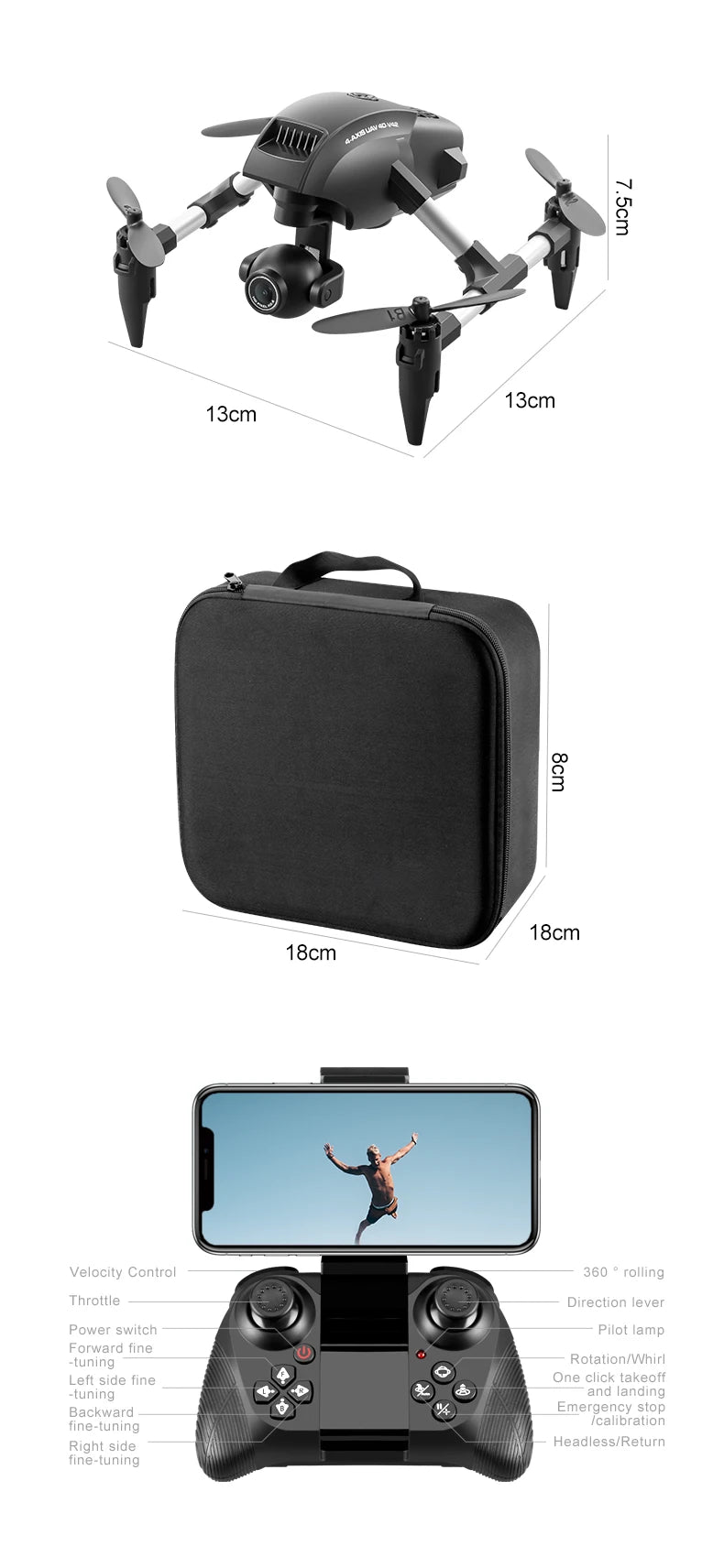 4K Camera Drone with Wide Angle Lens - Foldable V42 Model Tidesmit