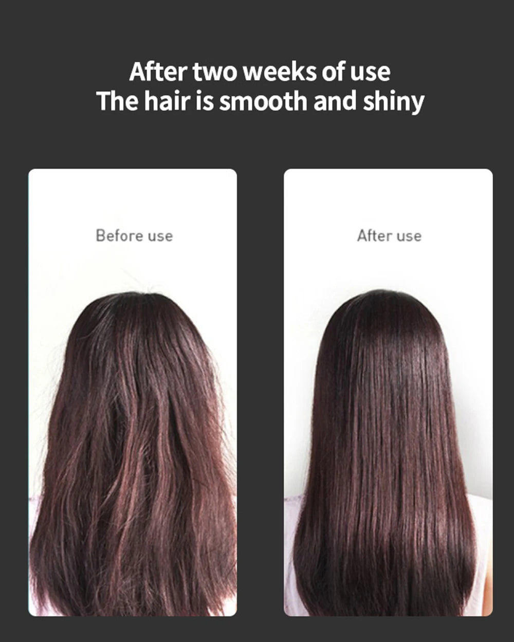 Before and after hair results using our 1800W professional negative ion hair dryer and 5-in-1 airwrap styler.