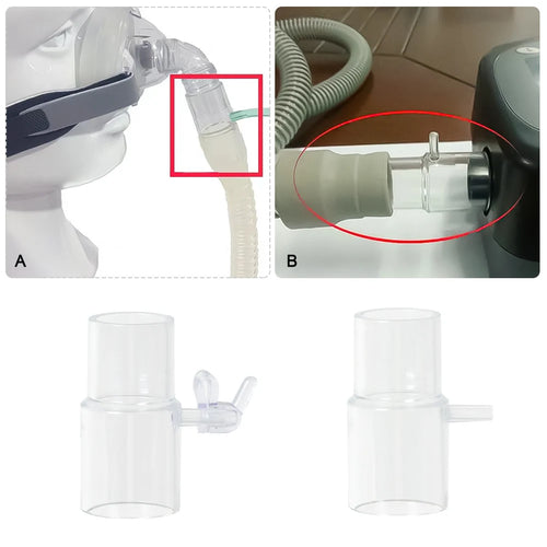 Clear CPAP hose adapter connector for sleep apnea machines. Compatible with standard masks and tubing.