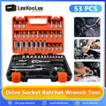 LeeKooLuu 53 Pcs 1/4 inch Drive Socket Ratchet Wrench Tool Set with Bit Socket Set Metric and Extension Bar for Auto Repairing