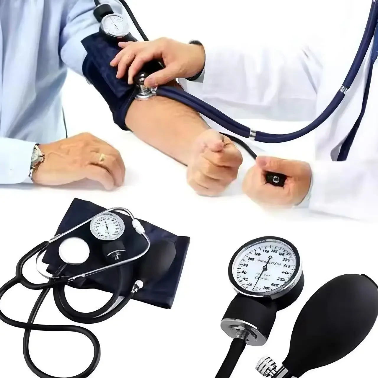 Aneroid Sphygmomanometer with Stethoscope Manual Arm-Type Blood Pressure Monitor 2-in-1 Kit for Teaching Heart Rate Monitoring