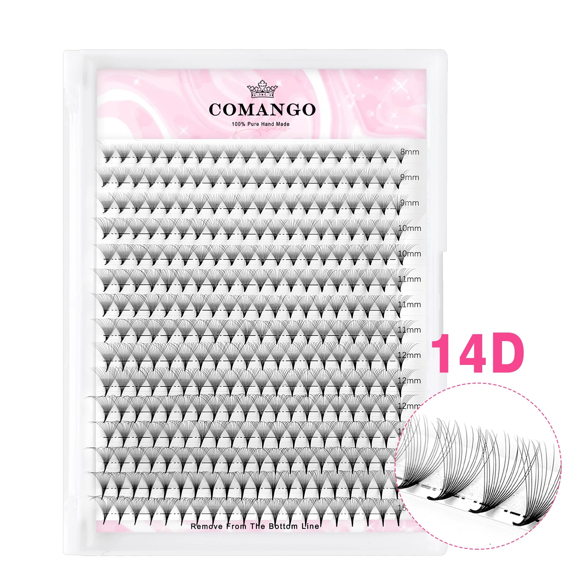 CoMango Wispy Pointy Base Premade Russian Volume Fans 3D 6D 10D 12D 14D 16D Lashes Extension 300 Fans False Mink Eyelashes False Eyelashes 14D 0.05 (300Fans) Tidesmit
