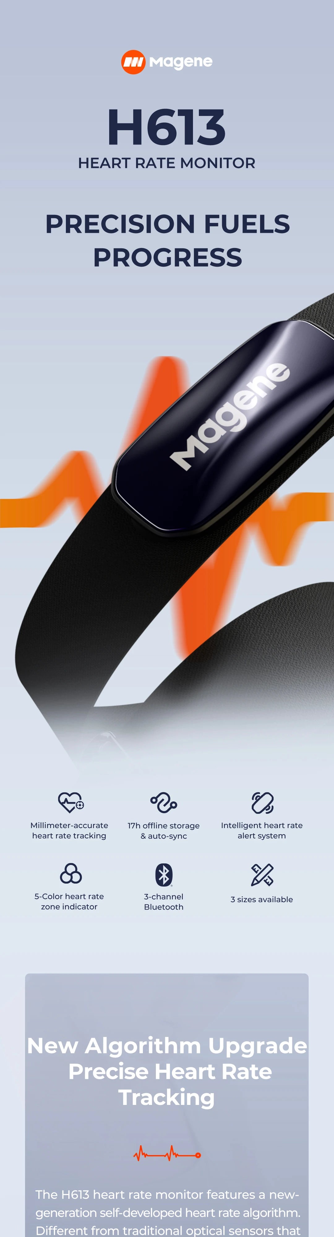 H613 Rechargeable Bluetooth Heart Rate Monitor Chest Strap by Tidesmit Tidesmit