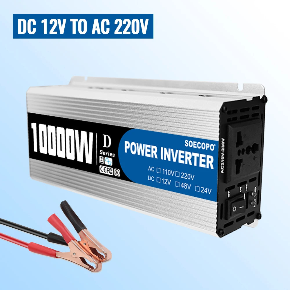 SOECOPO 10000W Solar Power Full Kit DC 12V - AC 110V 220V Inverter 100A Controller 2*600W Panels for Home System Camping