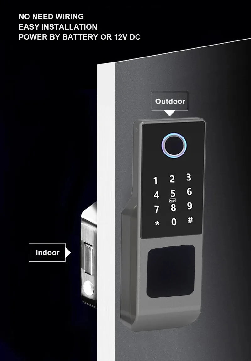 Waterproof Tuya Smart Lock Wifi Double Side Fingerprint Lock Outdoor Gate Digital Password Remote App Home Electronic Rim Lock