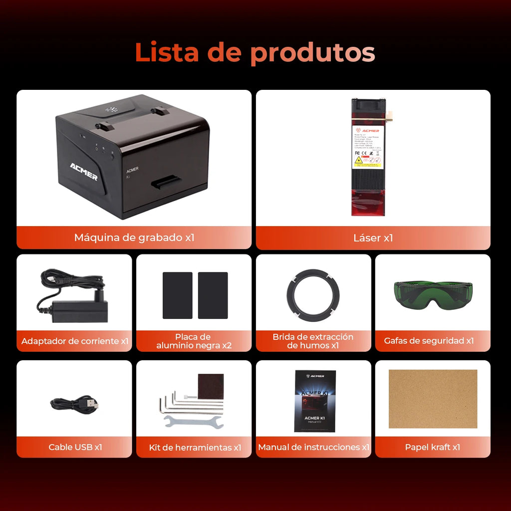 ACMER K1 12W Mini Portable 12000mW 150*150mm Work Area Closed Laser Engraver Cutting Machine CNC Machine DIY Logo Marking Machine Painted Paper Leather Wood Acrylic Leather