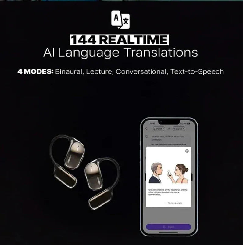 Tidesmit AI Translating Earbuds: 144 Languages Real-Time Touch Screen Tidesmit