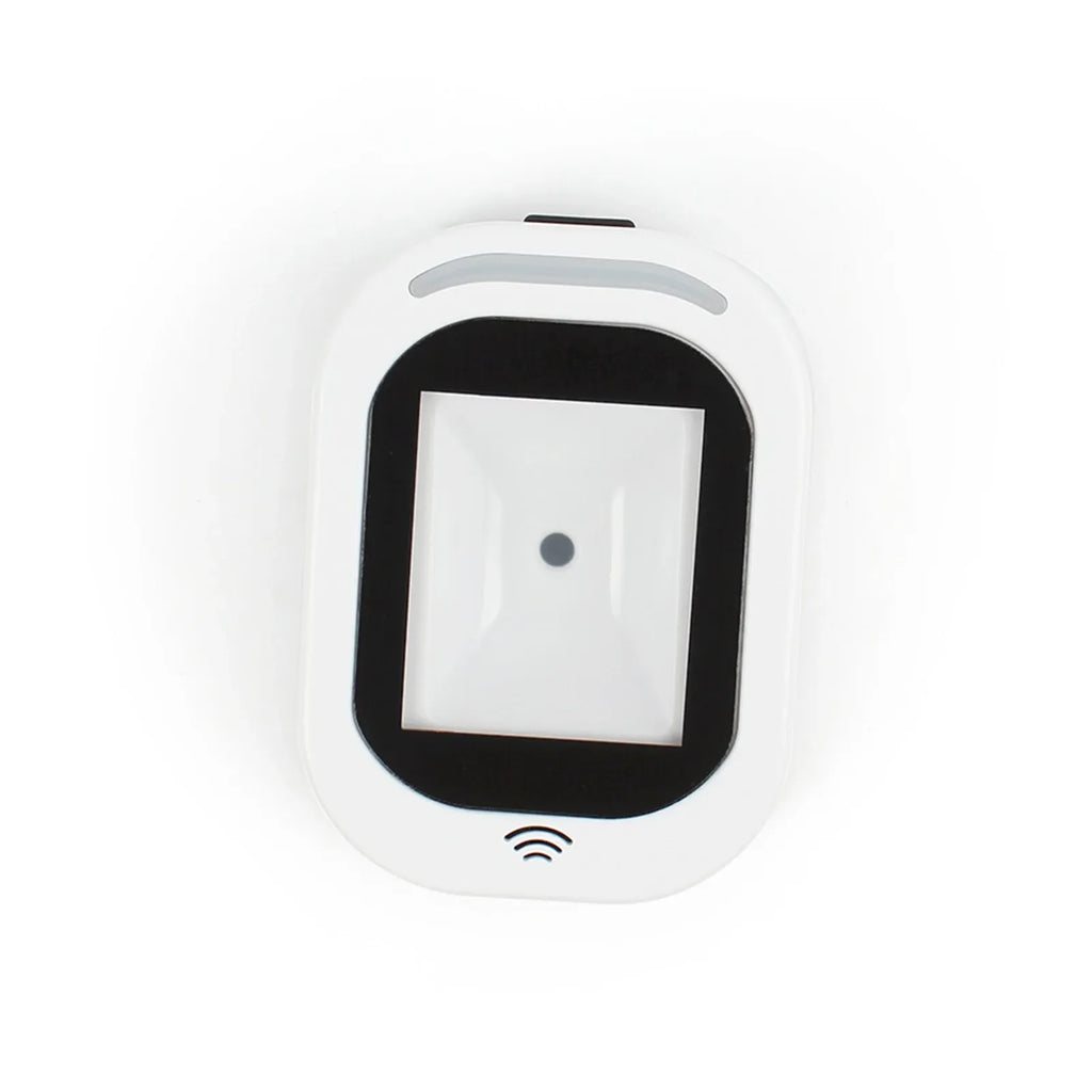 White wired 2D barcode scanner with scanning window and indicator light