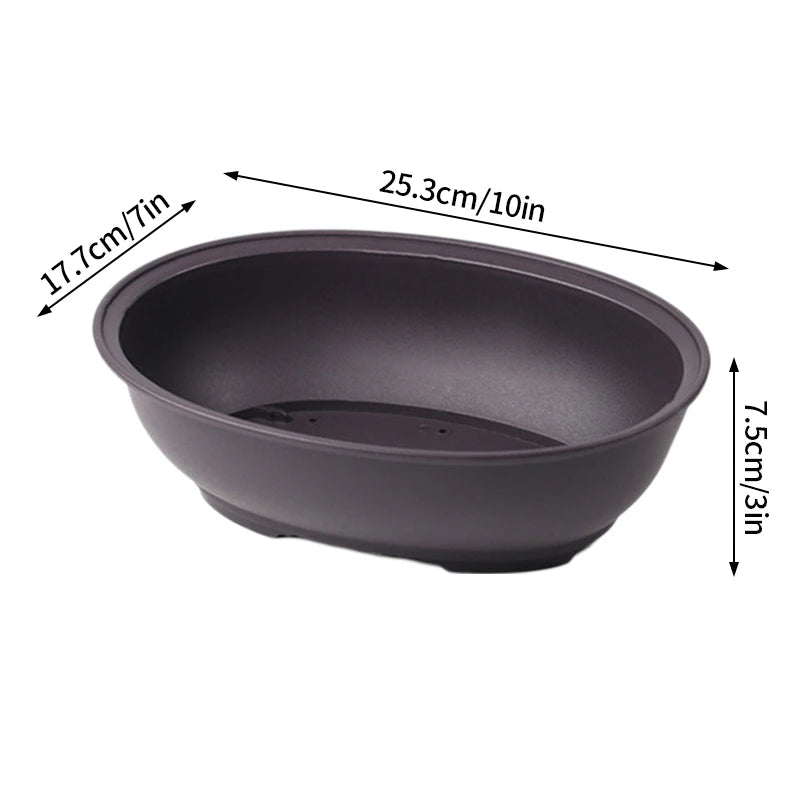 Round black planter bowl for succulents and bonsai
