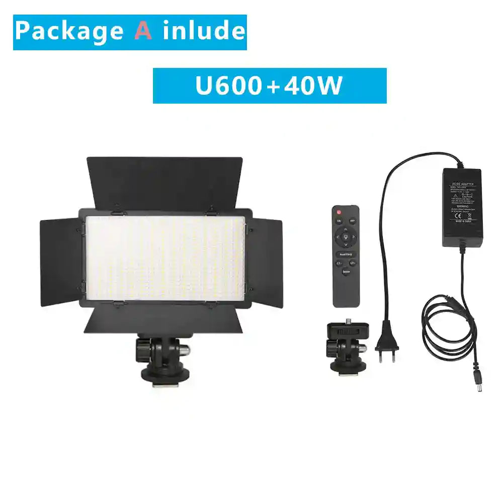 LED Video Light with Tripod Stand - Dimmable Bi-Color Studio Kit NA-U600-LOC Tidesmit