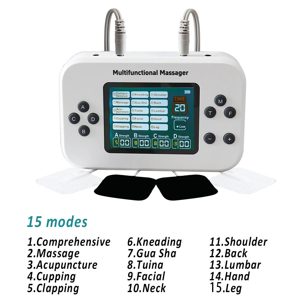 TENS EMS Muscle Stimulator with 30 Intensity Levels and 8 Pads Relaxation Treatment Tidesmit