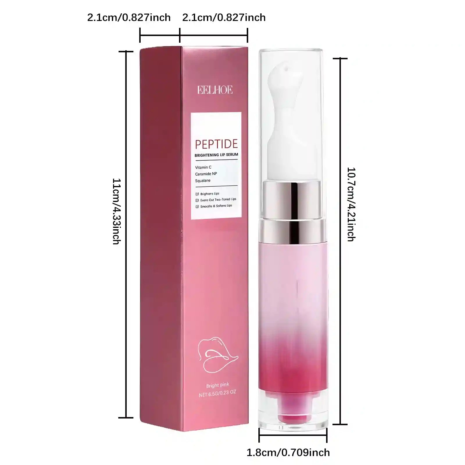 Hydrating Lip Serum: Plumping & Smoothing Lip Treatment | Tidesmit Lip Care Bright Pink Tidesmit