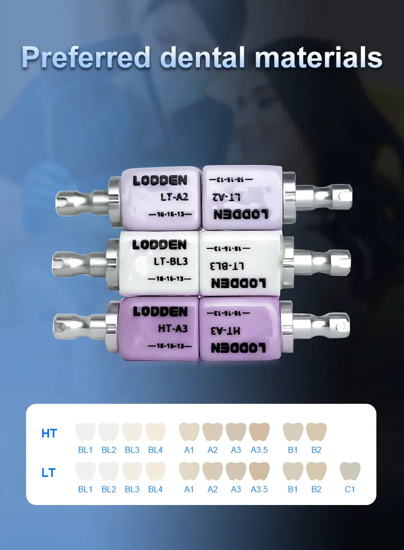 Lodden 10PCS Lithium Disilicate C14 Dental Glass Ceramic Blocks CAD CAM Sirona Cerec Block HT LT MT Lab Veneer Dentist Materials