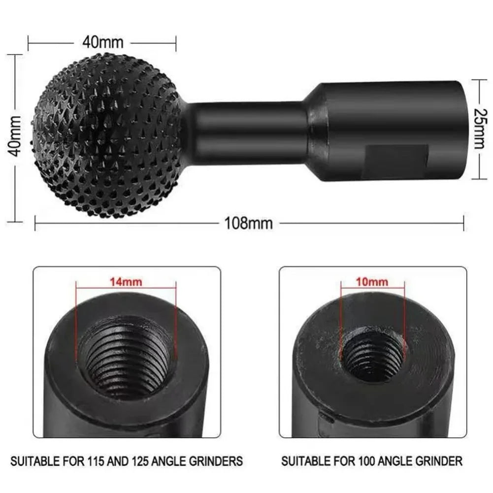10/14MM Angle Grinder Spherical Spindle Rotating Wood Carving Polishing Engraving Drill Ball Chisel Grinding Woodworking Tool