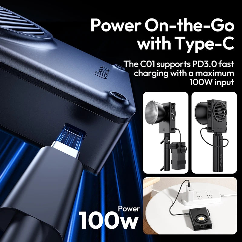 100W COB LED Video Light Bi-Color 2700-6500K Studio Lighting Tidesmit