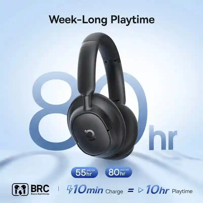Wireless Noise Cancelling Headphones: 80Hr Battery Over-Ear Audio Tidesmit