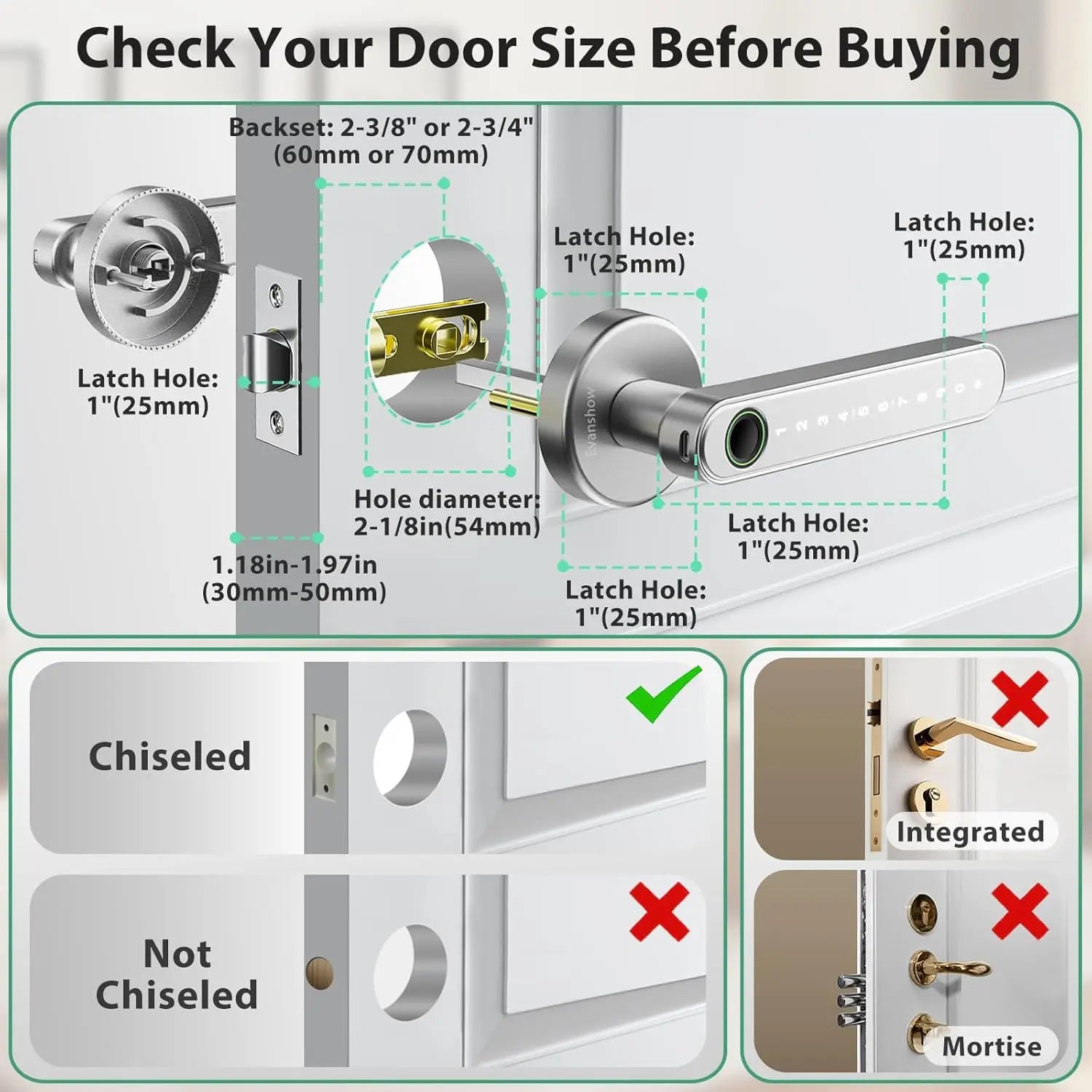 Bluetooth Fingerprint Door Handle Lock Tuya Smart Life App PIN RFID Card Mechanical Key for Home Apartment Office
