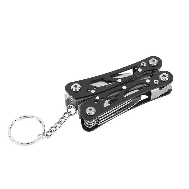 All-Steel Multi-Function Pliers Tool Foldable Pocket Keychain Knife Set with Bottle Opener Screwdriver for Outdoor Hiking