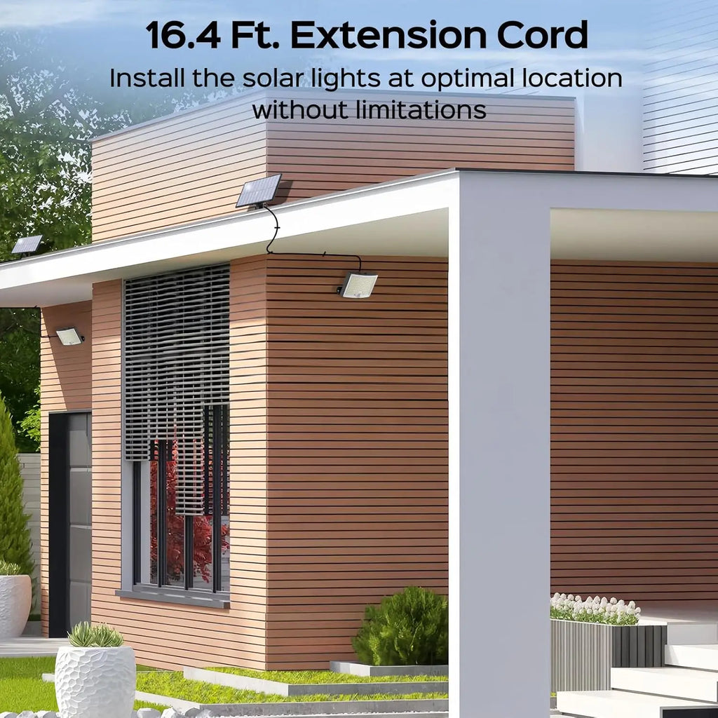 252LEDs Solar Lights Outdoor, IP65 Waterproof Solar Flood Lights with 16.4ft Cable, 3 Lighting Modes & Remote Control Motion Sensor Outdoor Light, LED Wall Lamp for Garden, Garage, Patio, Pathway