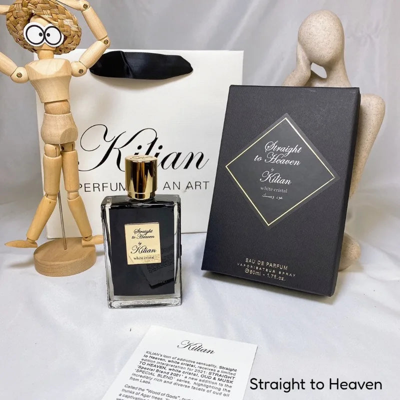 Kilian Straight to Heaven EDP: 50ml unisex niche woody, oriental, warm spicy perfume in a sleek, elegant glass bottle.
