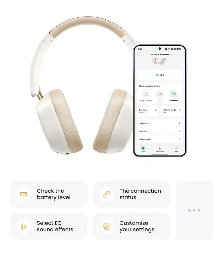 Wireless Headphones with Active Noise Cancellation & 75H Playtime Tidesmit