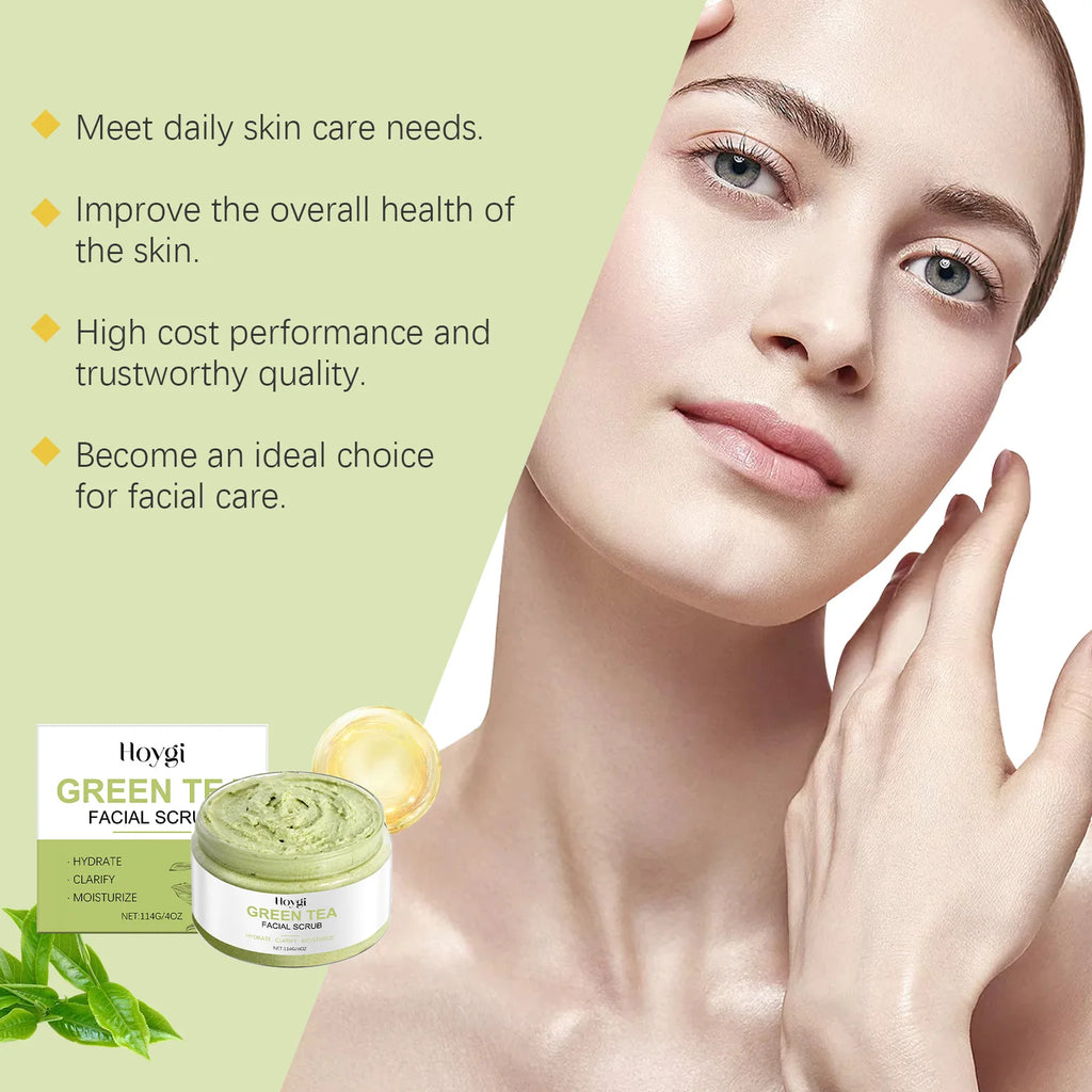 Green Tea Facial Scrub - Deep Pore Exfoliating Cleanser for Skin Care Scrubs Treatments Tidesmit