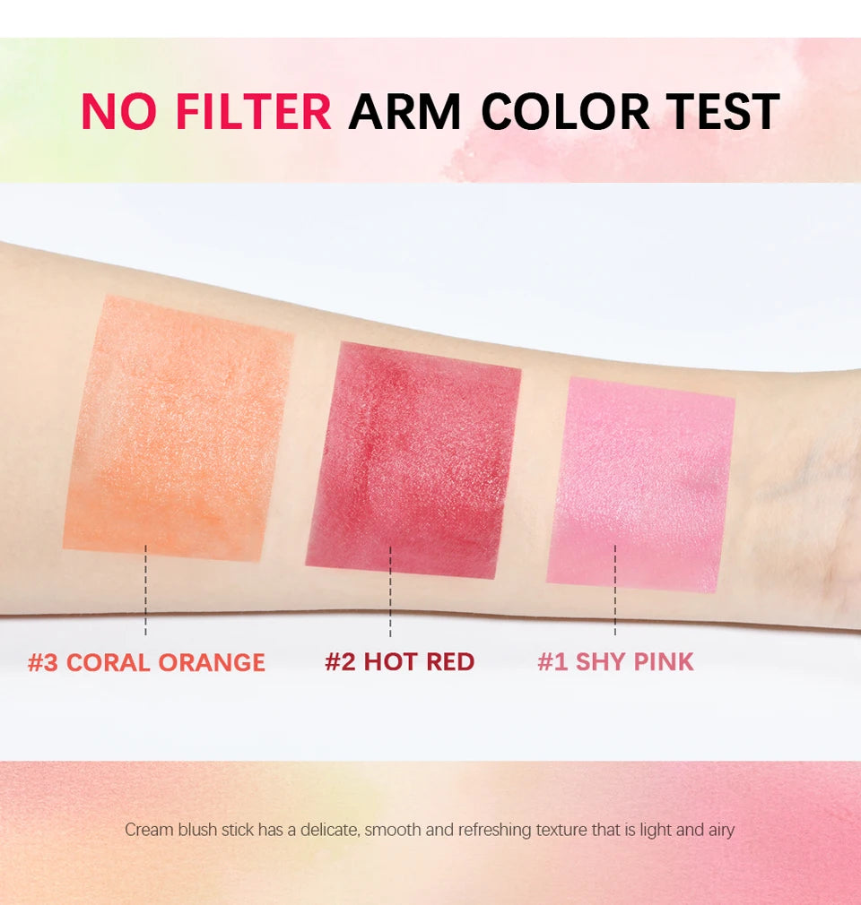 Tidesmit multi-functional blush stick cream blusher in waterproof high pigment formula for natural face makeup look
