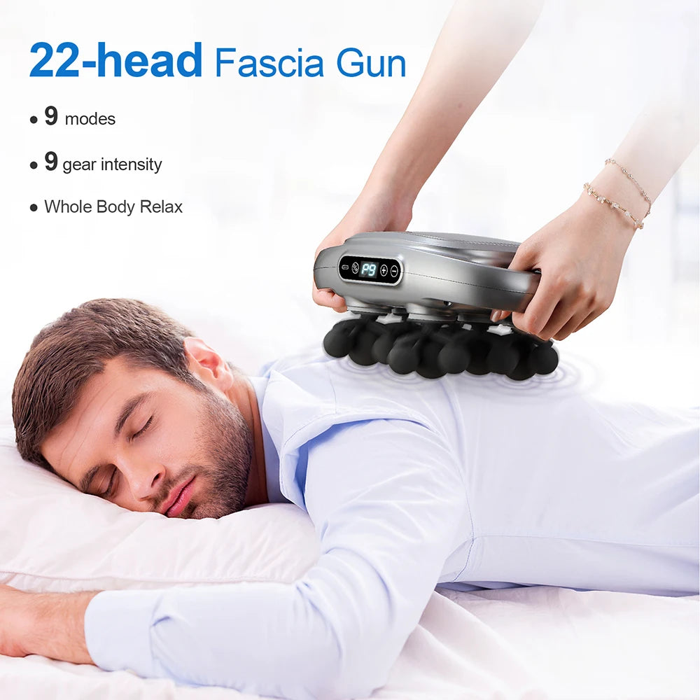 Fascia Gun 22 Head Deep Tissue Percussion Massager - Ergonomic Recovery Fascia Gun Tidesmit