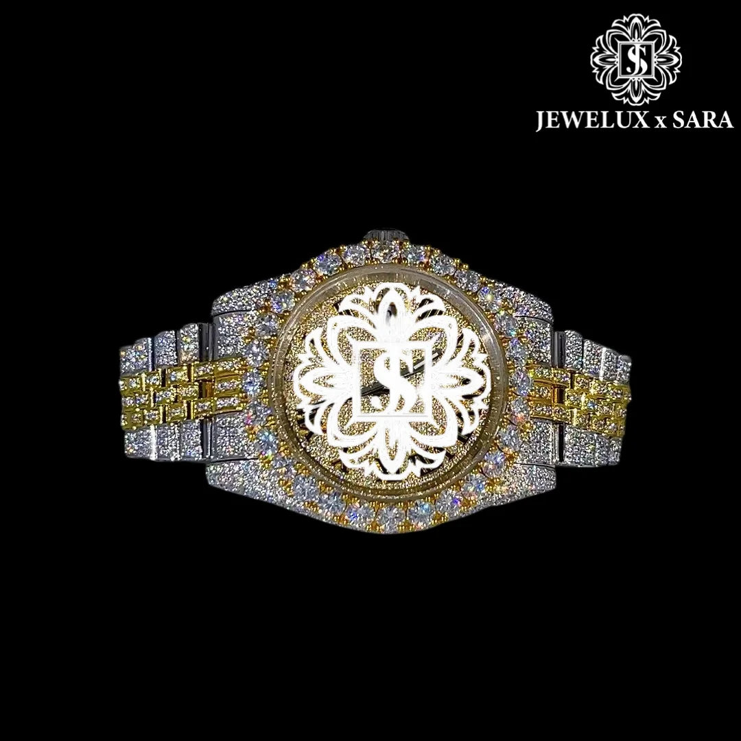Best Quality Luxurious Mens Stainless Steel Watch with Black Automatic Movement Moissanite Diamond Available for Export Price