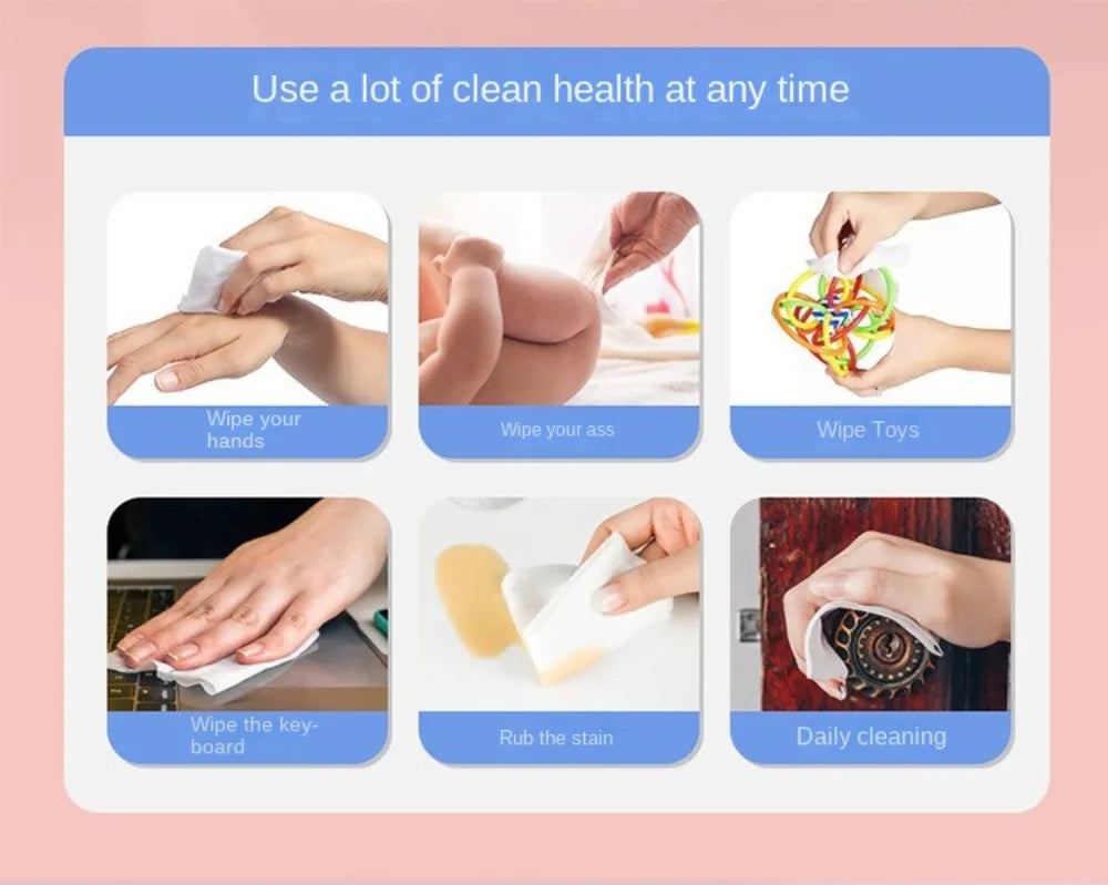 80pcs/bag New Multipurpose Baby Wet Wipes Large Size Gentle Cleaning Cleaning Wipes Soft Texture Wet Wipes Paper Baby Care