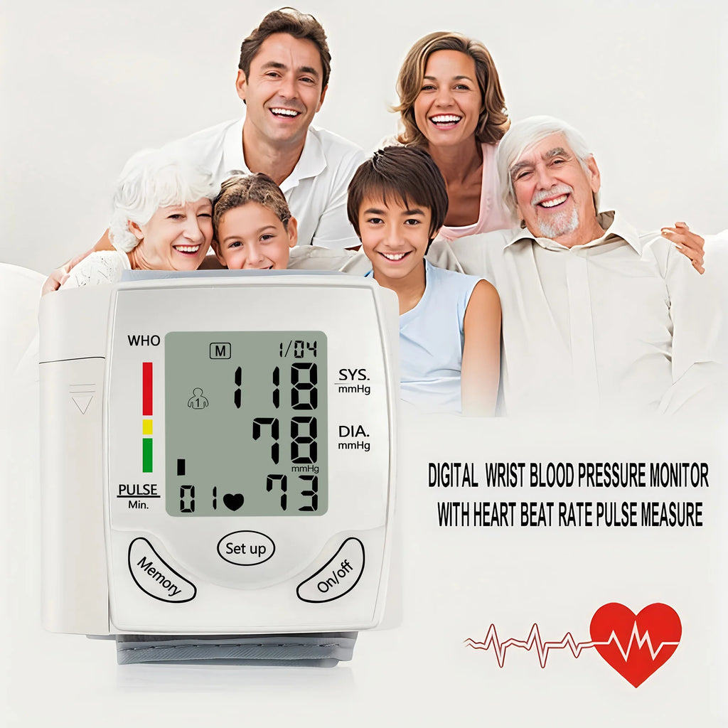 Electronic Blood Pressure Monitor Medical Home Wrist Blood Pressure Monitor Heart Rate Measuring Device Wrist Sphygmomanometer