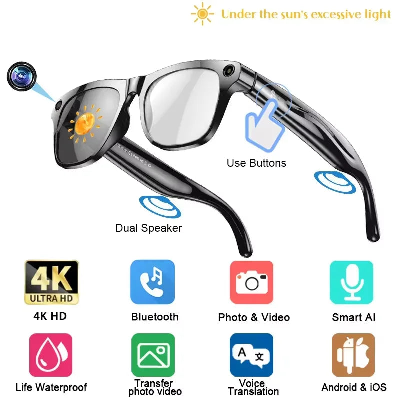 Smart Glasses with 4K HD Camera & Spatial Audio | Tidesmit Color Change Tidesmit