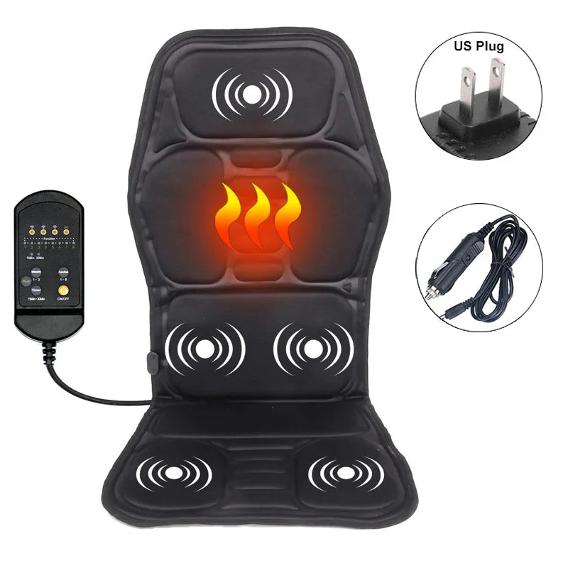 Portable Electric Back Massager with Heat Therapy for Muscle Relief Massage Chairs US Plug Tidesmit