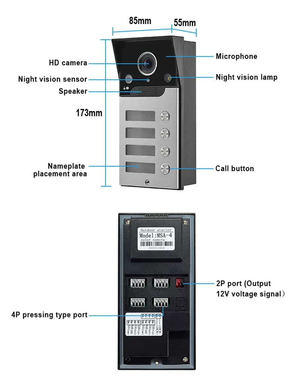 7 Inch LCD Video Doorphone Intercom Wide Angle Waterproof 1080P Camera Doorbell System for 2/3/4 Apartment Family Access Control
