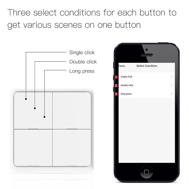 ZigBee Wireless 4 Gang 12 Scene Tuya Switch Push Button Controller Battery Powered Automation Scenario Work Alexa Google Home