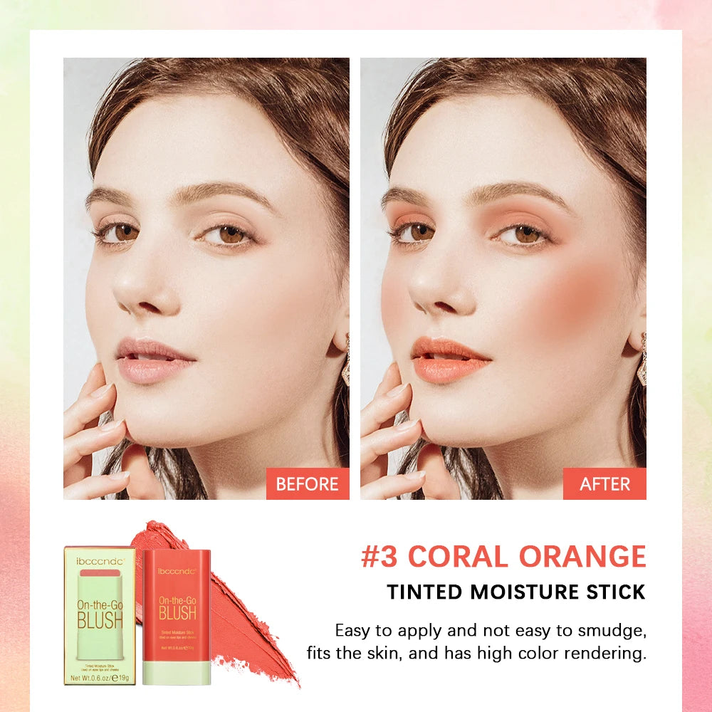 Tidesmit multi-functional blush stick texture close-up showing high color rendering and waterproof face makeup finish