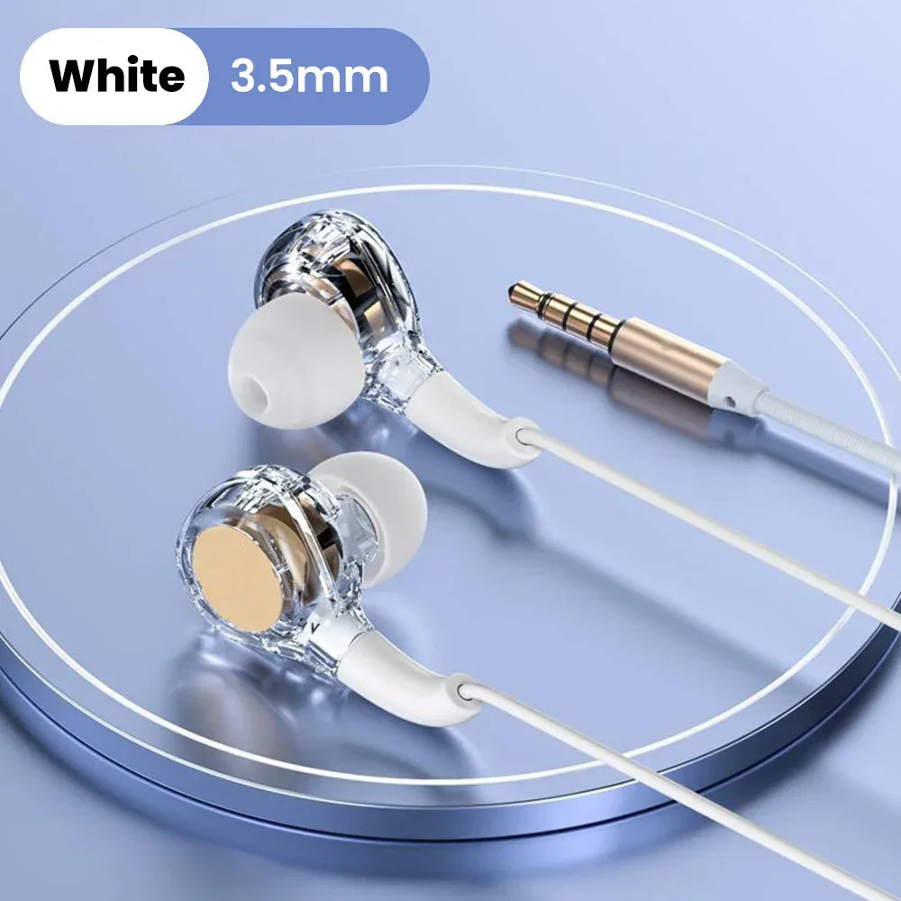 HiFi Wired Headphones with Microphone and Deep Bass by Tidesmit White 3.5MM Tidesmit
