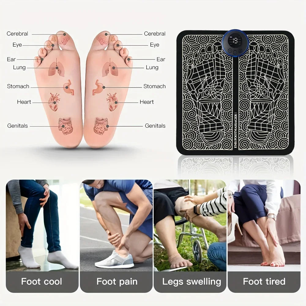 Electric Foot Massage Mat | 8 Modes & 19 Levels | Black Tidesmit Body Shaping Massage Equipment Tidesmit