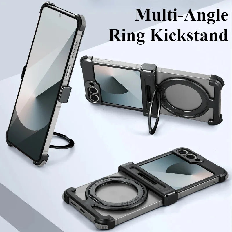 Samsung Galaxy Z Flip 7 Metal Frame Case with 360 Ring - Titanium Tidesmit