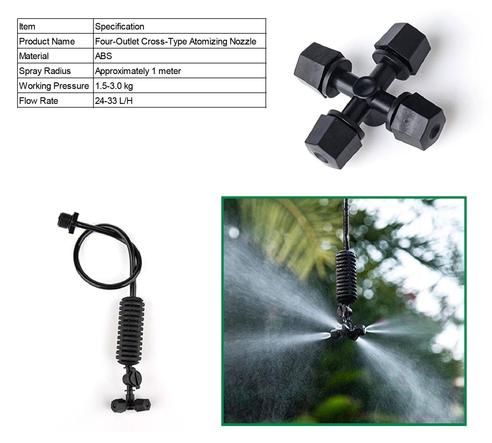 Inverted Micro Sprinkler Nozzle Set 360 Rotating Misting Spray Irrigation Sprayer Cooling Dust Garden Greenhouse