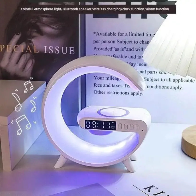 Wireless Charging Alarm Clock Speaker with Ambient Light & Bluetooth Tidesmit