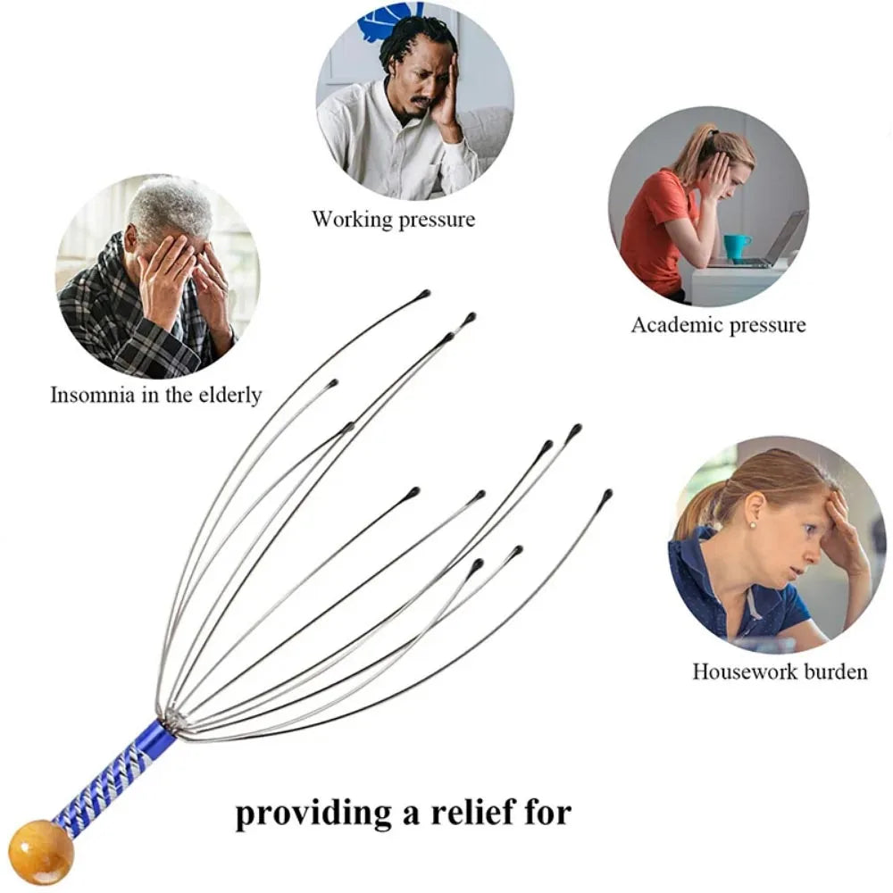 Octopus Head Massager - Scalp Scratcher for Daily Stress Relief 2 Pack Relaxation Treatment Tidesmit