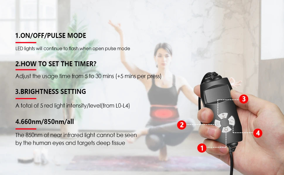 Red Light Therapy Belt for Lower Back Pain - Portable Muscle Relief Body Shaping Massage Equipment Tidesmit