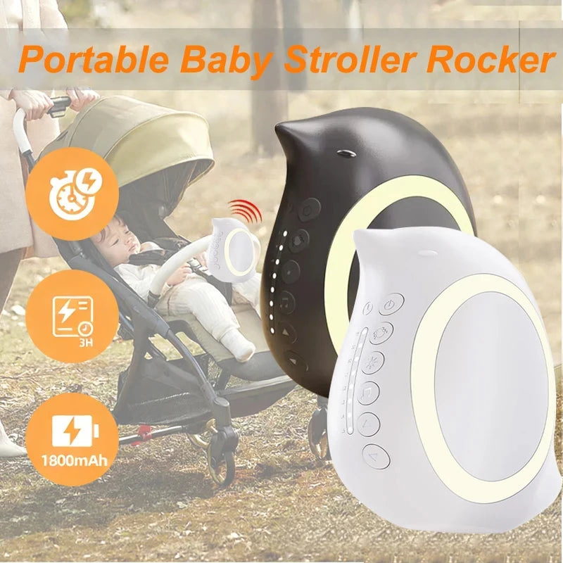 Portable Outdoor Baby Stroller Rocker with White Noise Wireless Bluetooth Sleep Aid Vibrating Soothing Music Night Light