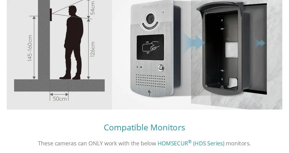 4 Wire Outdoor Doorbell Camera IR Night Vision RFID Unlock XC001 for HOMSEUCR 700TVL Video Door Phone Intercom Security System